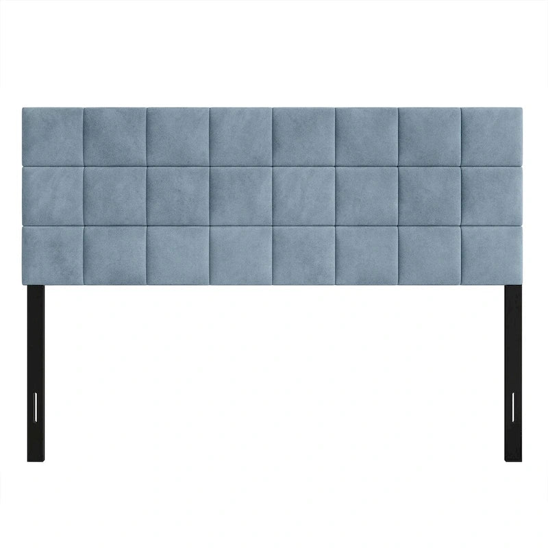 Tête de lit rembourrée en velours avec surpiqûres carrées CraftPorch