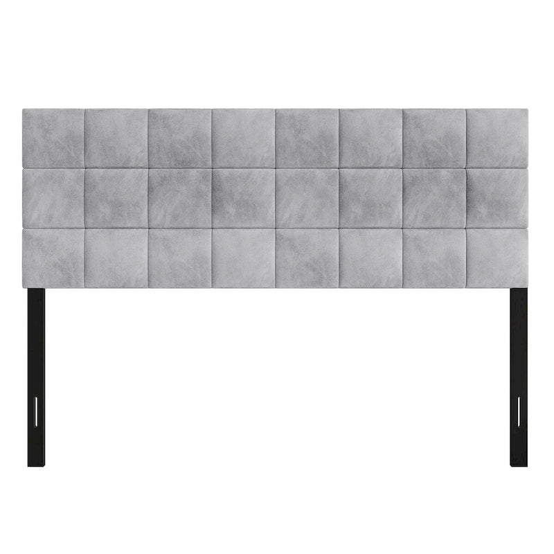 Tête de lit rembourrée en velours avec surpiqûres carrées CraftPorch