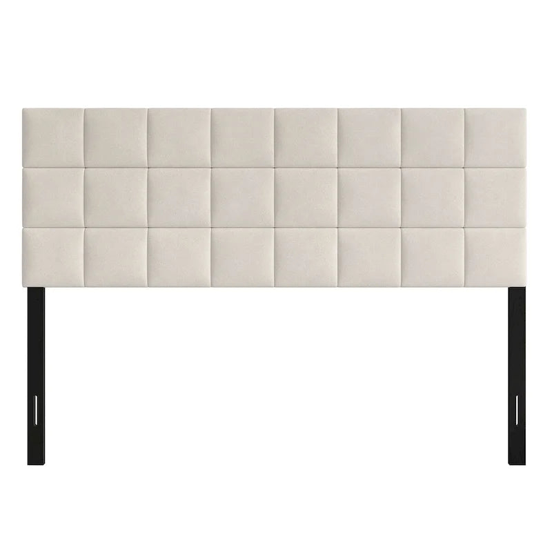 Tête de lit rembourrée en velours avec surpiqûres carrées CraftPorch