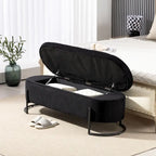 Banc coffre ottoman rembourré en velours côtelé avec charnière de sécurité et pieds en métal