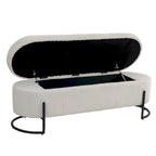 Banc coffre ottoman rembourré en velours côtelé avec charnière de sécurité et pieds en métal