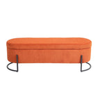 Banc coffre ottoman rembourré en velours côtelé avec charnière de sécurité et pieds en métal