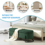 Banc coffre ottoman rembourré en velours côtelé avec charnière de sécurité et pieds en métal