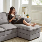 Canapé d'angle en L de 209 cm (82,28 pouces) avec assises nuage pour salon
