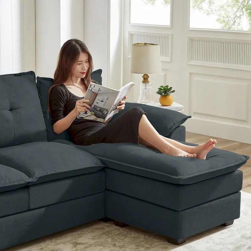 Canapé d'angle en L de 209 cm (82,28 pouces) avec assises nuage pour salon