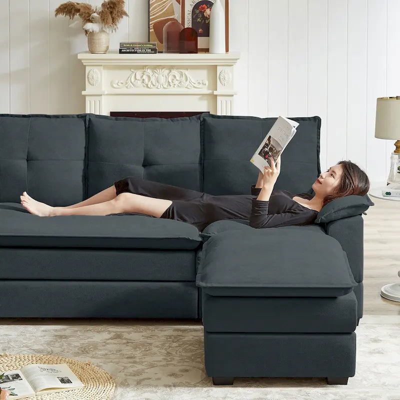 Canapé d'angle en L de 209 cm (82,28 pouces) avec assises nuage pour salon