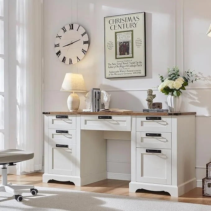 Bureau de direction style ferme, bureau en bois pour bureau à domicile, bureau d'ordinateur