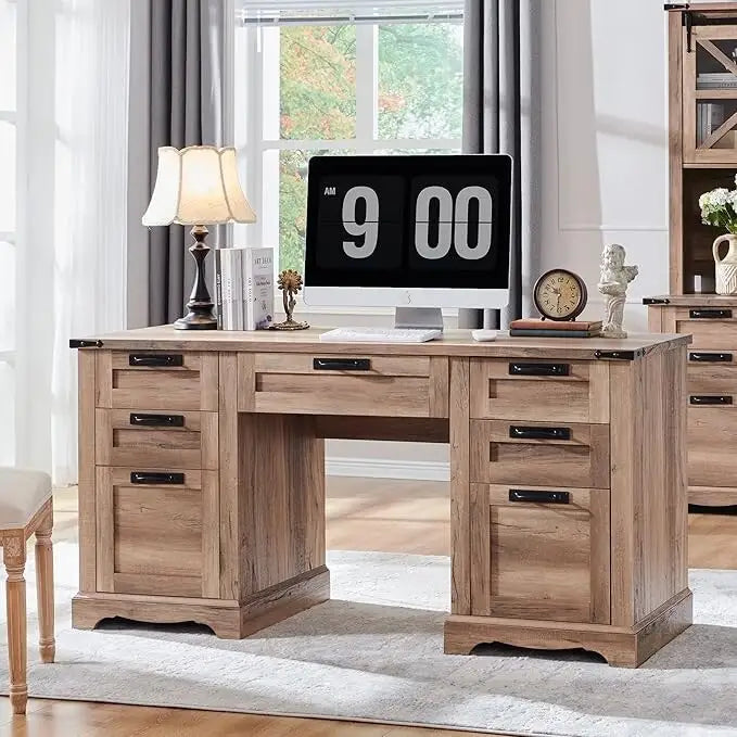 Bureau de direction style ferme, bureau en bois pour bureau à domicile, bureau d'ordinateur