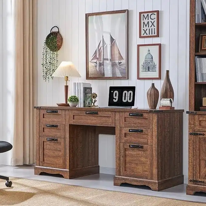 Bureau de direction style ferme, bureau en bois pour bureau à domicile, bureau d'ordinateur