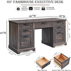 Bureau de direction style ferme, bureau en bois pour bureau à domicile, bureau d'ordinateur