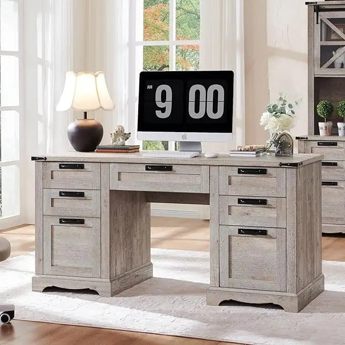 Bureau de direction style ferme, bureau en bois pour bureau à domicile, bureau d'ordinateur