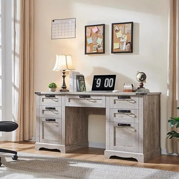 Bureau de direction style ferme, bureau en bois pour bureau à domicile, bureau d'ordinateur