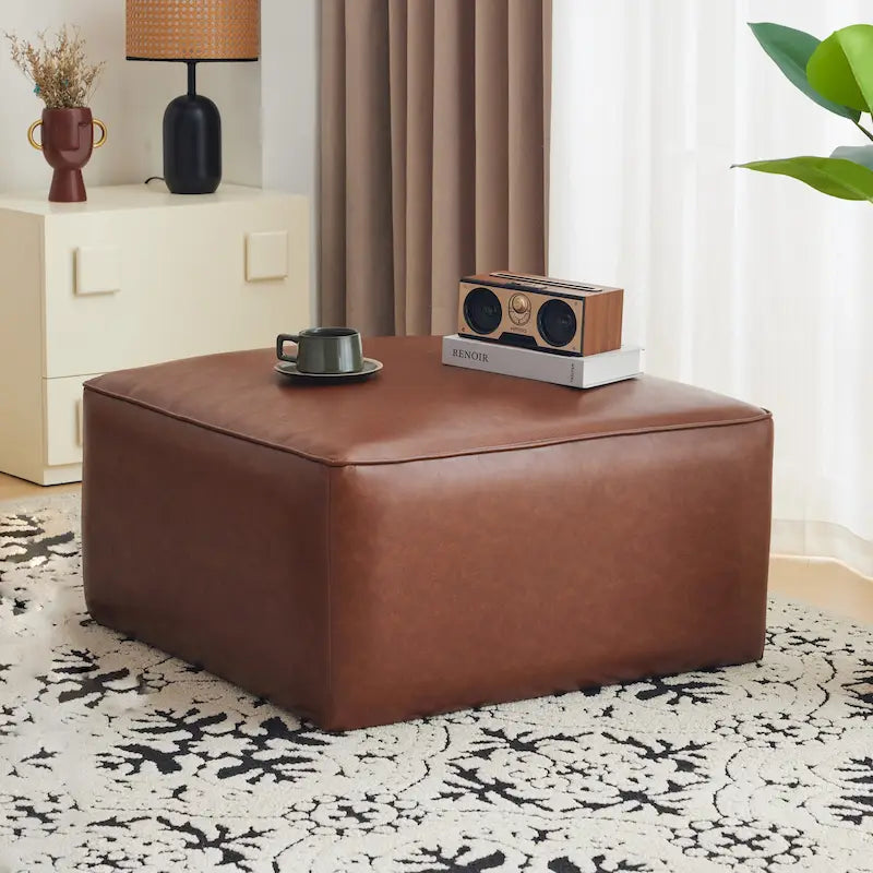 Christopher Knight Home - Pouf carré Yzabella en similicuir