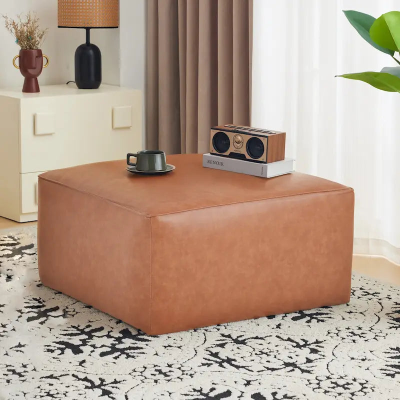 Christopher Knight Home - Pouf carré Yzabella en similicuir