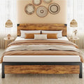 Cadre de lit avec tête de lit en bois, cadre de lit plateforme avec rangement sous le lit