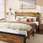 Cadre de lit avec tête de lit en bois, cadre de lit plateforme avec rangement sous le lit