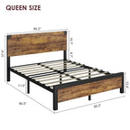 Cadre de lit avec tête de lit en bois, cadre de lit plateforme avec rangement sous le lit
