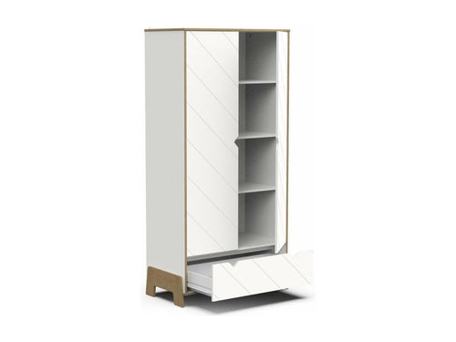 Armoire 2 portes et 1 tiroir d¨¦cor ch¨ºne et blanc H188 cm - Homzora
